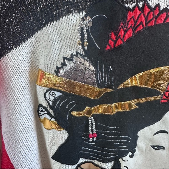 Vintage Bonnie Boerer & Company Geisha Girls Knit Sweater Sz M - Picture 4 of 12